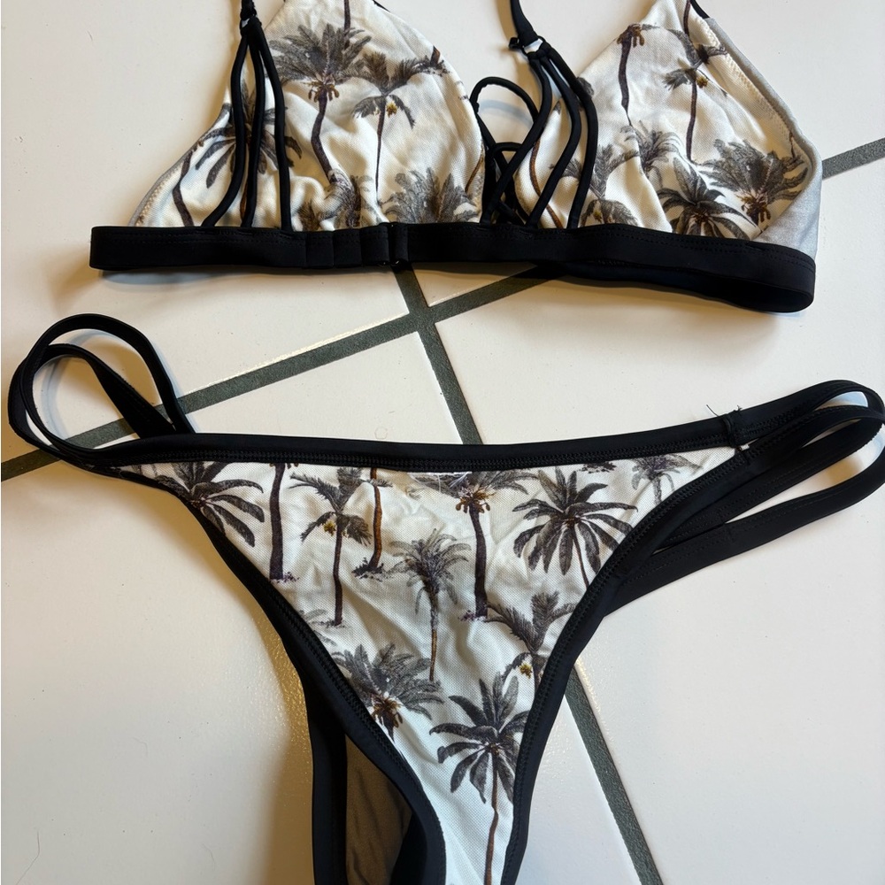 Body Glove Palm Tree Print Bikini - reversible-Palm print or silver